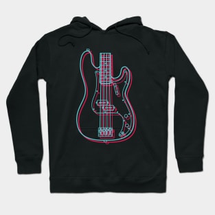 3D P-Style Bass Guitar Body Outline Hoodie